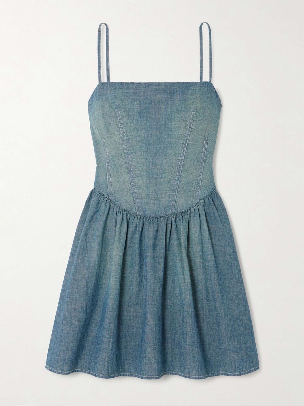 RE\DONE & PAM organic cotton mini chambray dress size small